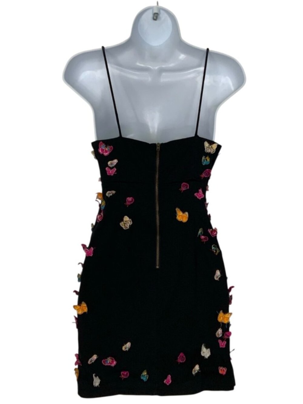 Anthropologie Maeve Butterfly Brynne 3D Spaghetti Strap Dress 2P Black Mini - Picture 3 of 16